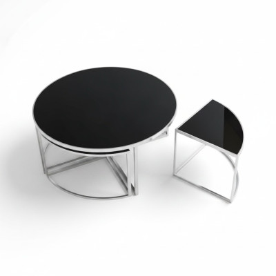 Noir Complet e Tables de café Tables Tables d'appoint Tables de canapé 5 pièces
