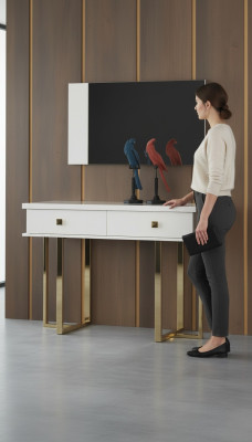 Coiffeuse Table de toilette Blanche Table de toilette en bois Console