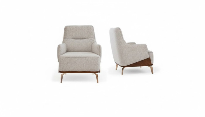 Fauteuil Fauteuil à aile Fauteuil en tissu Siège en tissu Beige Siège individuel Salon
