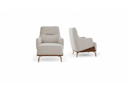 Fauteuil Fauteuil à aile Fauteuil en tissu Siège en tissu Beige Siège individuel Salon
