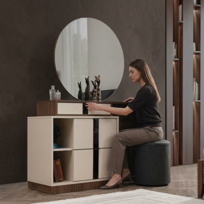 Table de toilette table de toilette table de toilette miroir beige