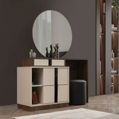Table de toilette table de toilette table de toilette miroir beige