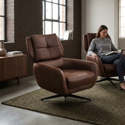 Salon Fauteuil Fauteuil à oreilles Chaise en tissu Tissu, marron, Single Seater