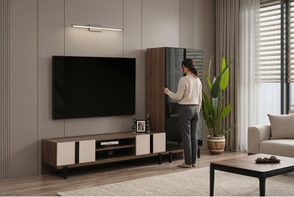 Ensemble de salon design, élégant meuble TV, luxueux meuble bas 2 pièces