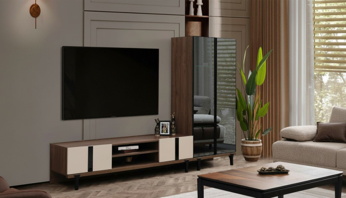 Ensemble de salon design, élégant meuble TV, luxueux meuble bas 2 pièces