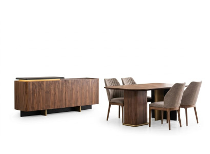 Ensemble de salle à manger Groupe de salle à manger Table à manger Chaises Bois 8 pièces Marron Buffet