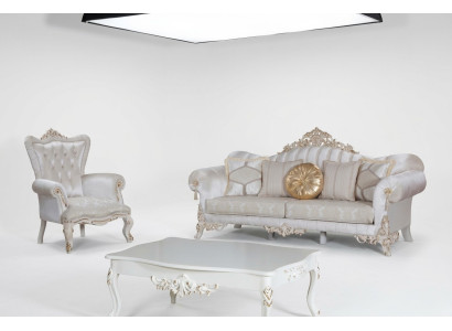 Ensemble de canapés de luxe pour le salon de style classique dans la couleur blanche
