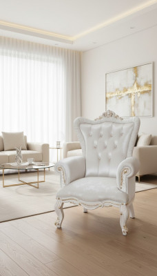 Fauteuil Blanc Salon Design Textile Chesterfield Style Italien