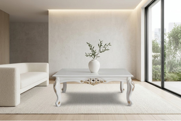 Table basse de luxe, Tables basses classiques, Table d'appoint, Table en bois 130x80.