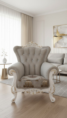 Beau fauteuil de style classique pour le salon avec des motifs brillants