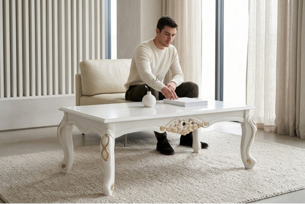 Table basse Table de luxe Table de salon Design Tables Rectangulaires Blanc