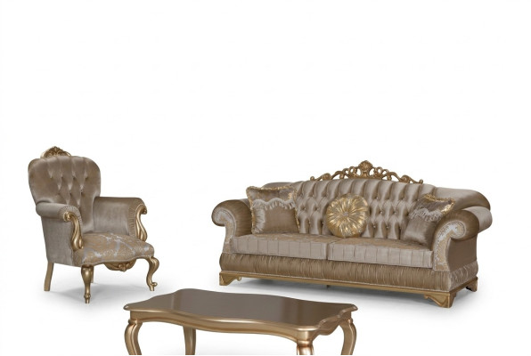 Conception Chesterfield 3+1 Place Table basse Canapé en textile Fauteuil Rembourrage Canapé Canapés