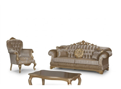 Conception Chesterfield 3+1 Place Table basse Canapé en textile Fauteuil Rembourrage Canapé Canapés