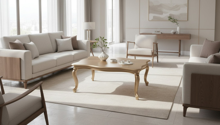 Table en bois de luxe moderne en design en bois moderne en bois de design en or