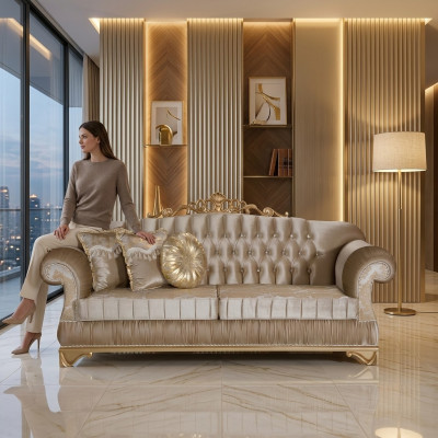 Canapé confortable de style classique avec un design et une décoration uniques.