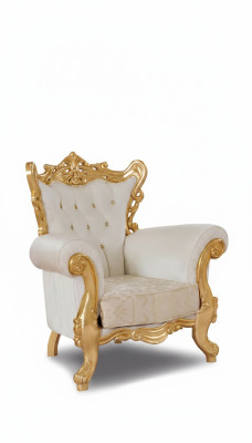 Fauteuil Chesterfield Canapé Blanc 1 Place Bois Tissu Canapés Rembourrage Neuf