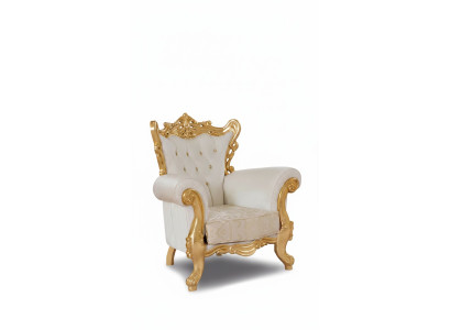 Fauteuil Chesterfield Canapé Blanc 1 Place Bois Tissu Canapés Rembourrage Neuf