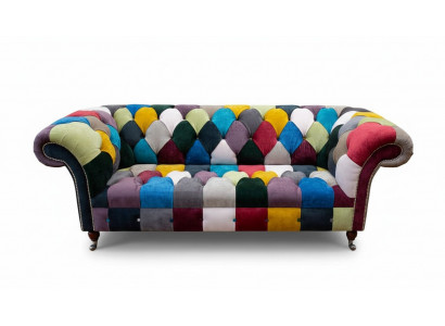 Canapé Chesterfield en tissu multicolore pour le salon