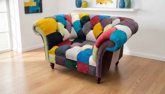 Fauteuil de design Chesterfield Lounge Canapé multicolore, 1 place, 130 cm, neuf