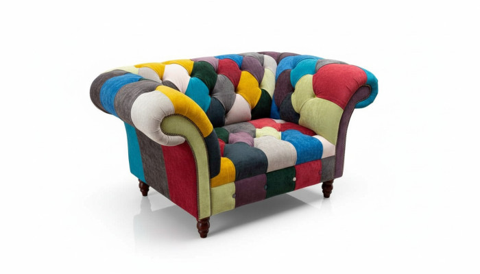 Fauteuil de design Chesterfield Lounge Canapé multicolore, 1 place, 130 cm, neuf