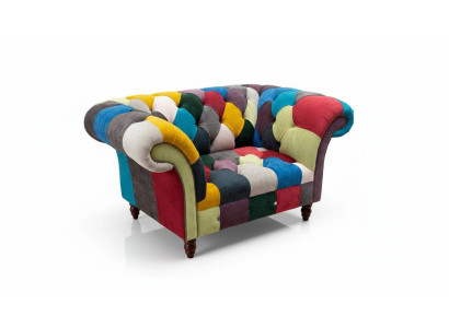 Fauteuil de design Chesterfield Lounge Canapé multicolore, 1 place, 130 cm, neuf