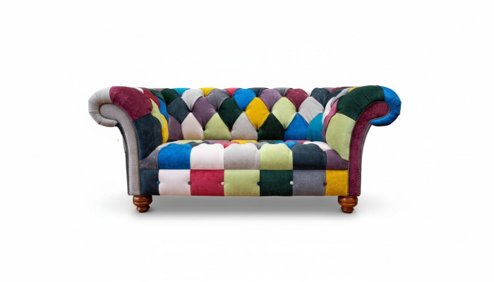 Canapé 2 places Chesterfield Tissu Canapé Revêtement Design Luxe Multicolore