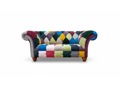 Canapé 2 places Chesterfield Tissu Canapé Revêtement Design Luxe Multicolore