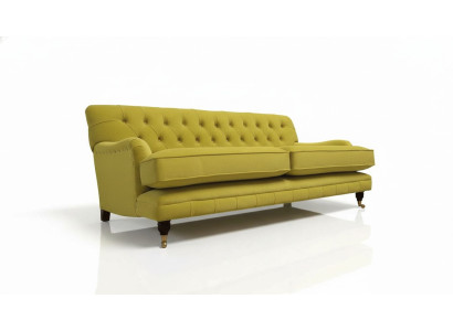 Canapé Chesterfield Jaune 3 Places Sofa Rembourrage en Tissu Jaune