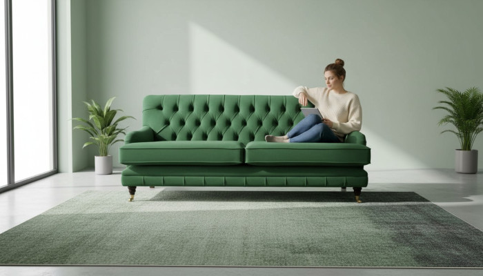 Canapé designer 3 places Chesterfield Tissu de luxe en textile