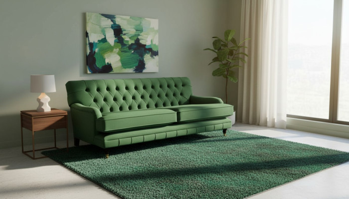 Canapé designer 3 places Chesterfield Tissu de luxe en textile