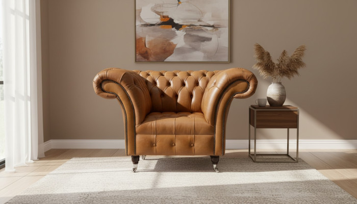 Fauteuil à oreilles causeuse en tissu de luxe Classique Chesterfield du salon