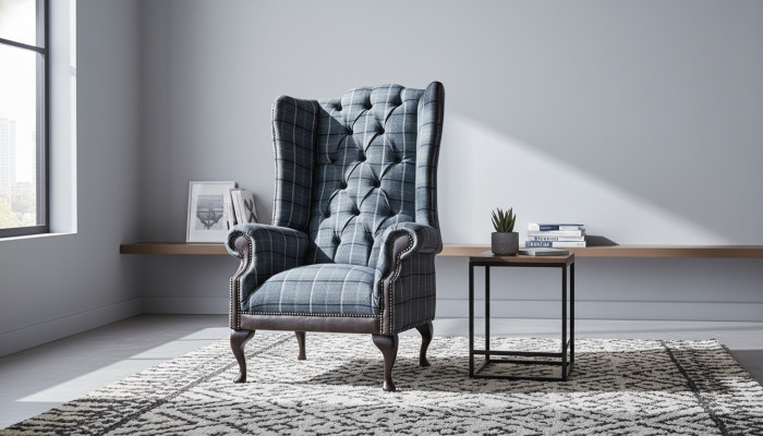 Fauteuil à ailes Chesterfield Canapé fauteuil 1 place Tissu Canapés en tissu
