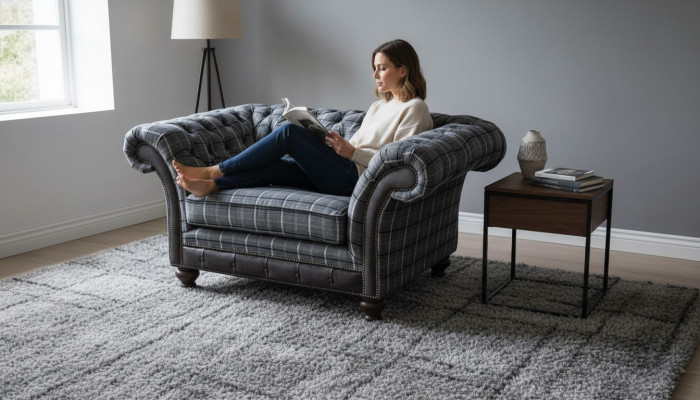 Fauteuil Chesterfield Canapé 1 place en tissu Tissu Canapés Rembourrage neuf