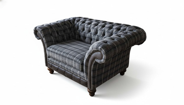 Fauteuil Chesterfield Canapé 1 place en tissu Tissu Canapés Rembourrage neuf
