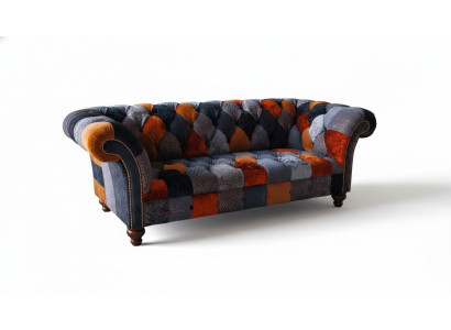Chesterfield Canapé 3 places en velours textile de luxe Grosse assise Rembourrage en velours