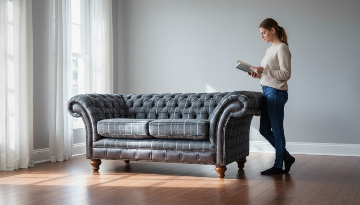 Conception Chesterfield Tissu de luxe 2 places Canapé en tissu neuf
