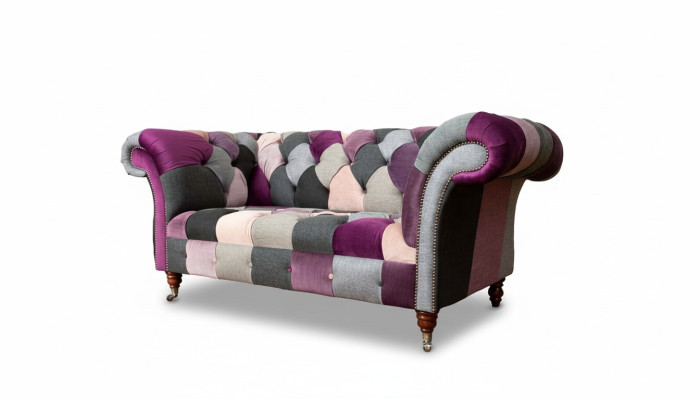 Canapé en tissu Chesterfield 2 places gris