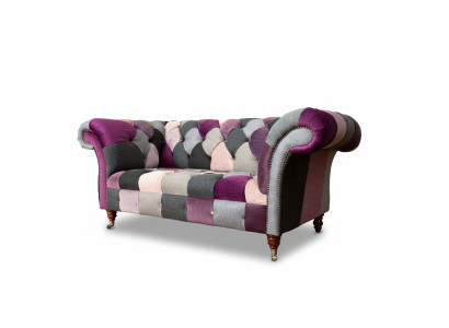 Canapé en tissu Chesterfield 2 places gris
