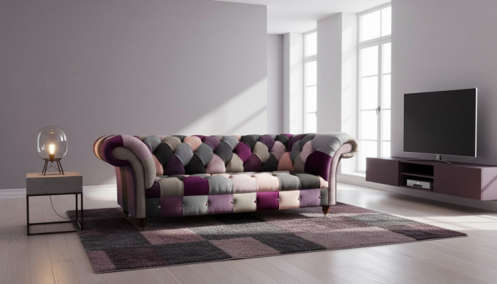 Design rembourré Chesterfield Luxe Canapé vert en textile 3 places