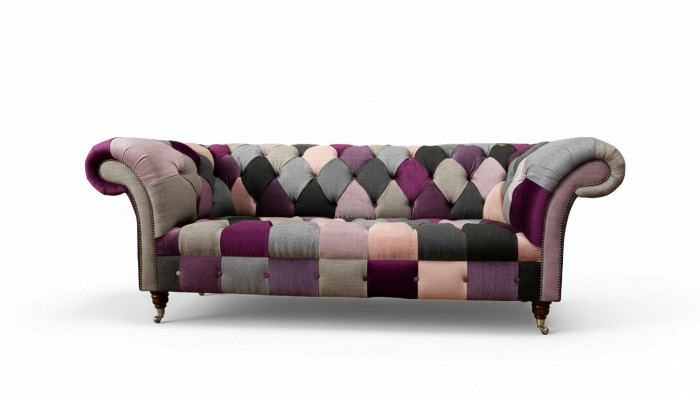Design rembourré Chesterfield Luxe Canapé vert en textile 3 places