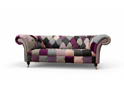 Design rembourré Chesterfield Luxe Canapé vert en textile 3 places