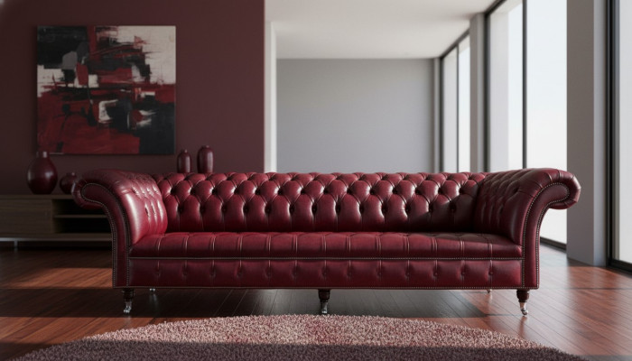 Canapé design moderne 4 places Canapé luxueux classique en cuir Chesterfield.