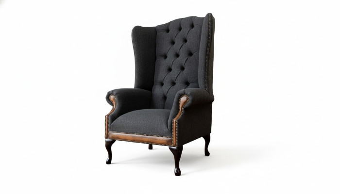 Fauteuil Chesterfield gris Salon Classique Tissu Fauteuil aile Meubles