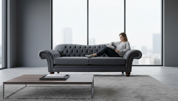 Chesterfield 3 places canapé en tissu Design Canapé Tapisserie Canapés de luxe