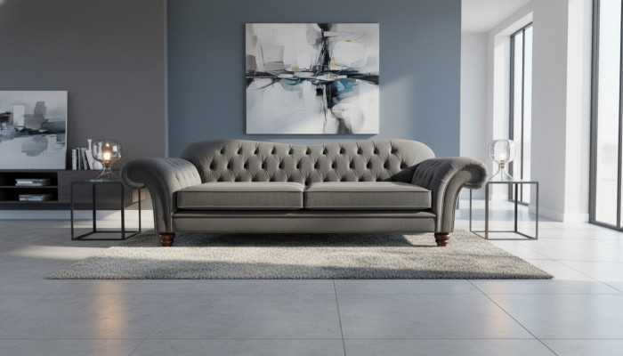 Chesterfield 3 places canapé en tissu Design Canapé Tapisserie Canapés de luxe