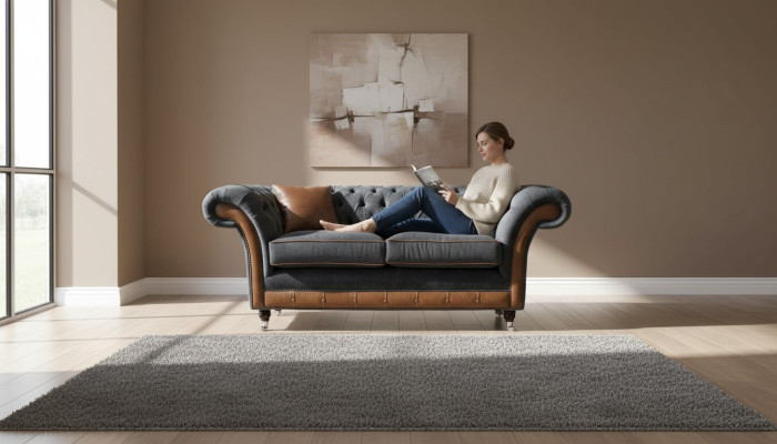 Chesterfield Luxus 2-Sitzer Couch Polstersofa Zweisitzer Ledersofas