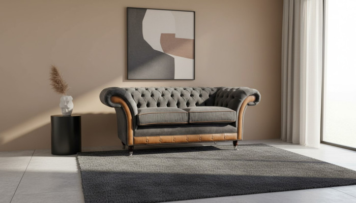 Chesterfield Luxus 2-Sitzer Couch Polstersofa Zweisitzer Ledersofas