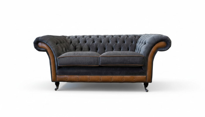 Chesterfield Luxus 2-Sitzer Couch Polstersofa Zweisitzer Ledersofas