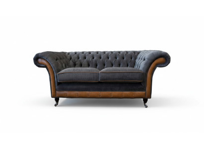 Chesterfield Luxus 2-Sitzer Couch Polstersofa Zweisitzer Ledersofas