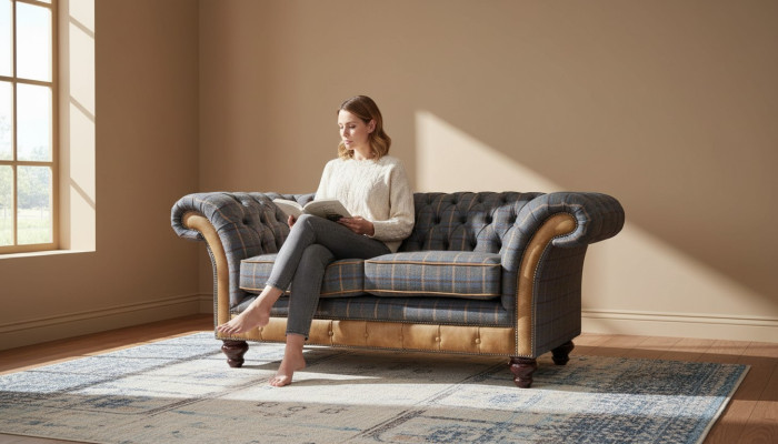 Canapé Chesterfield 2 places Canapé design Trois places Meubles de luxe Style Textile Canapés